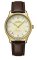 Relógio Delbana Watches ouro para homens com pulseira de couro Recordmaster Mechanical Gold 40MM