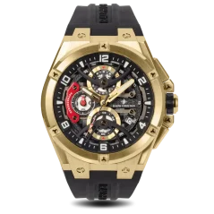 Men's gold Ralph Christian watch with a rubber band The Apex Chrono - Luxe Black 46MM