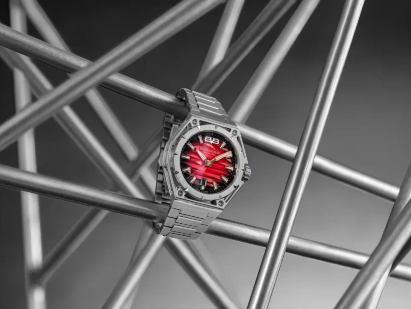 Men's silver Bomberg Watch with steel strap EDGE RED 43MM Automatic