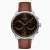 Relógio Nordgreen prata para homens com pulseira de couro Pioneer Brown Sunray Dial - Brown Leather / Silver 42MM