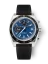 Men's silver Nivada Grenchen watch with leather strap CHRONOSPORT Blue 77003A17 38MM Automatic