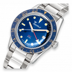 Montre Squale pour homme de couleur argent avec bracelet en acier Sub-39 GMT Vintage Blue Bracelet - Silver 40MM Automatic