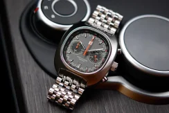 Stříbrné pánské hodinky Straton Watches s ocelovým páskem Comp Driver Grey 42MM