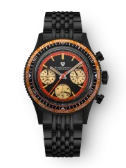 Orologio da uomo Nivada Grenchen nero con cinturino in acciaio Chronoking Mecaquartz Steel Black 87041Q04 38MM