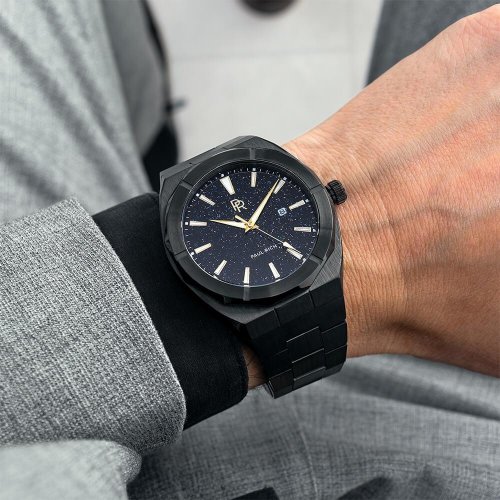 Relógio Paul Rich masculino com pulseira de aço Star Dust - Black Automatic 42MM