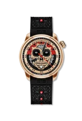 Montre Bomberg Watches pour homme de couleur or avec bracelet en cuir DÍA DE LOS MUERTOS GOLDEN 43MM Automatic