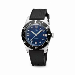 Men's silver Eza watch with leather strap 1972 Blue Limited Edition - 36MM Automatic