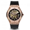 Zlaté pánské hodinky Ralph Christian s gumovým páskem Prague Skeleton Deluxe - Rose Gold Automatic 44M