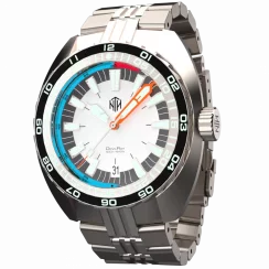 Stříbrné pánské hodinky NTH Watches s ocelovým páskem DevilRay With Date - Silver / White Automatic 43MM