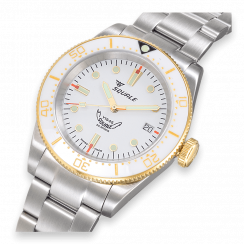Men's silver Squale watch with steel strap 1545 White Bracelet - Silver 40MM Automatic