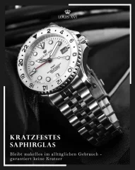 Relógio Louis XVI de prata para homem com pulseira de aço Mirabeau GMT 1430 - Silver 41MM Automatic