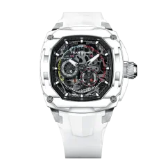 Montre homme Tsar Bomba Watch couleur argent avec bande élastique Dark Matter 1 White 43MM