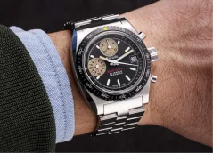 Men's silver Nivada Grenchen watch with steel strap CHRONOSPORT Mesh 38MM Automatic