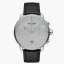Men's silver Nordgreen watch with leather strap Pioneer Textured Grey Dial - Black Leather / Silver 42MM
