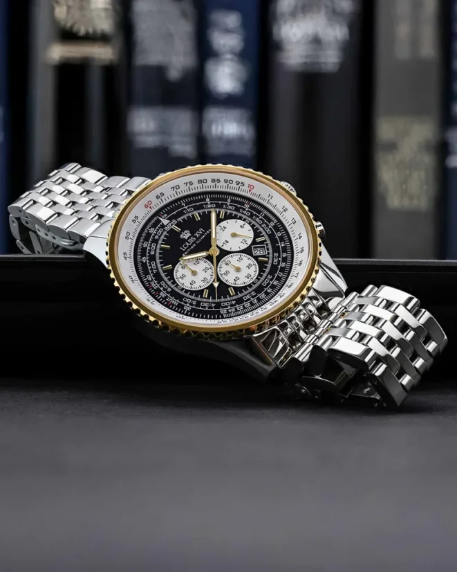 Stříbrné pánské hodinky Louis XVI s ocelovým páskem Artagan 3420 - Silver Black 47.5MM