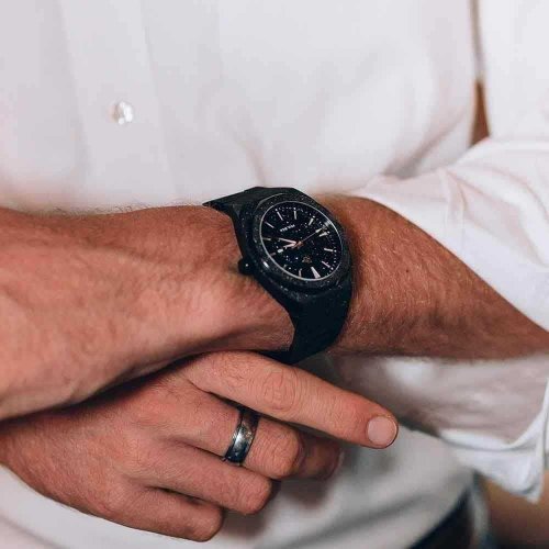Relógio Paul Rich masculino com pulseira de aço Star Dust Frosted - Black Automatic 45MM
