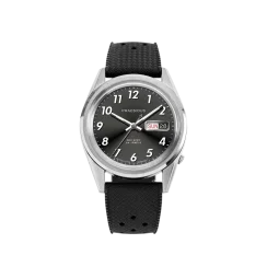 Relógio Praesidus prata para homens com pulseira de borracha Rec Spec - White Sunray Tropic Rubber 38MM Automatic