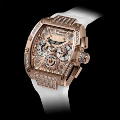 Zlaté pánské hodinky Ralph Christian s gumovým páskem The Intrepid Sport Ice - Gilded White 42,5MM