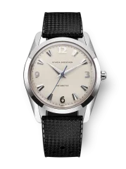 Reloj Nivada Grenchen plata para hombre con banda de goma Antarctic 35004M01 35MM