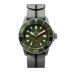 Miesten hopeinen Draken -kello teräshihnalla Tugela – Double Drab 42MM