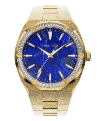 Montre Paul Rich pour homme de couleur or avec bracelet en acier Frosted Star Dust Lapis Nebula - Gold 45MM