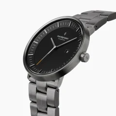 Men's black Nordgreen watch with steel strap Philosopher Black Dial - 3-Link / Gun Metal 36 MM