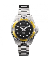 Men's silver Momentum Watch with steel strap Splash Black / Yellow 38MM