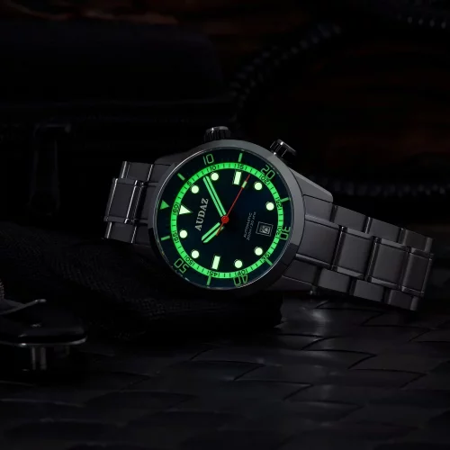 Męski srebrny zegarek Audaz Watches ze stalowym paskiem Seafarer ADZ-3030-02 - Automatic 42MM