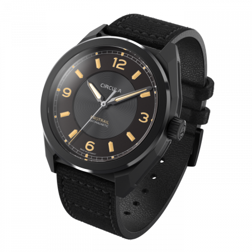 Reloj Circula Watches negro de hombre con correa de cuero ProTrail - Black 40MM Automatic