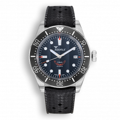 Stříbrné pánské hodinky Squale s gumovým páskem 1545 Black Rubber - Silver 40MM Automatic
