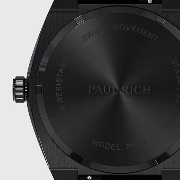 Reloj Paul Rich negro para hombre con correa de acero Frosted Star Dust Artic Waffle - Black 45MM