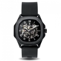 Orologio da uomo nero Ralph Christian con un braccialetto di gomma The Avalon - Black Automatic 42MM