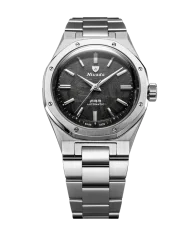 Men's silver Nivada Grenchen watch with steel strap F77 SST METEORITE MK2 68049A77 No Date 38MM Automatic