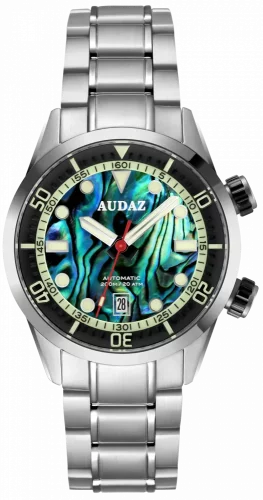 Strieborné pánske hodinky Audaz Watches s oceľovým pásikom Seafarer ADZ-3030-04 - Automatic 42MM