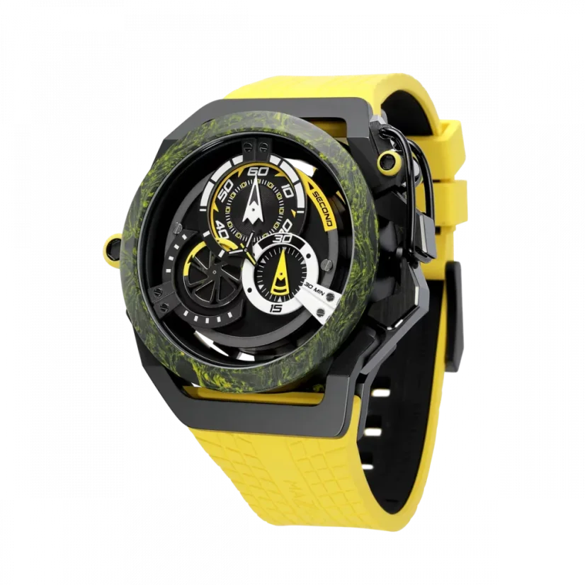 Men's Mazzucato black watch with rubber strap RIM Monza Black / Yellow - 48MM Automatic