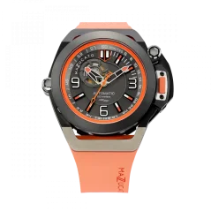 Herrenuhr Mazzucato in Schwarz mit Kautschukarmband RIM Scuba Black / Orange - 48MM Automatic