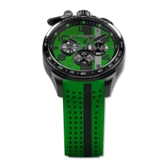 Czarny męski zegarek Bomberg Watches z gumowym paskiem RACING 4.4 Green 45MM