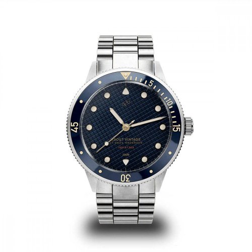 Męski srebrny zegarek About Vintage ze stalowym paskiem At´sea Steel / Blue Turtle Vintage 1926 39MM