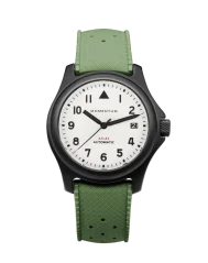 Montre Momentum Watches pour hommes en noir avec élastique Atlas Automatic White-Ion - Green Tropic Rubber 38MM Automatic