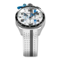 Silberne Herrenuhr Bomberg Watches mit Gummiband Racing YAS MARINA White / Grey 45MM