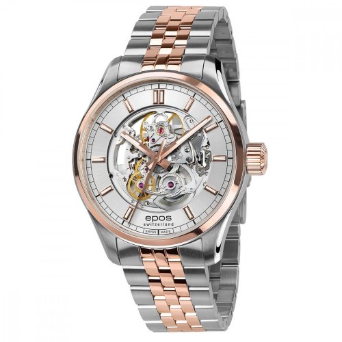 Srebrny męski zegarek Epos ze stalowym paskiem Passion 3501.135.34.18.44 41MM Automatic
