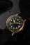 Men's gold Nivada Grenchen watch with leather strap Pacman Depthmaster Bronze 14123A14 Brown Leather White 39MM Automatic
