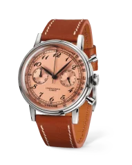 Relógio Undone Watches prata para homem com pulseira de couro Vintage Salmon 40MM
