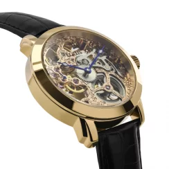 Relógio masculino Louis XVI ouro com pulseira de couro Versailles 651 - Gold 43MM Automatic