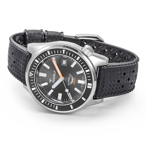 Herrenuhr aus Silber Squale mit Gummiband Matic Grey Rubber - Silver 44MM Automatic