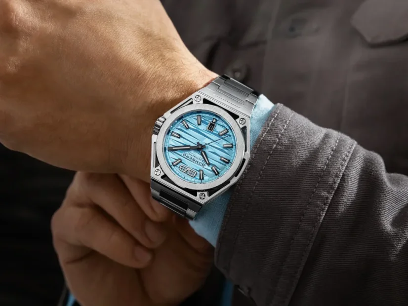 Men's silver Bomberg Watch with steel strap EDGE CYAN 43MM Automatic