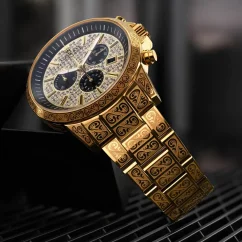 Louis XVI geel herenhorloge met stalen band Palais Royale 1087 - Gold 43MM