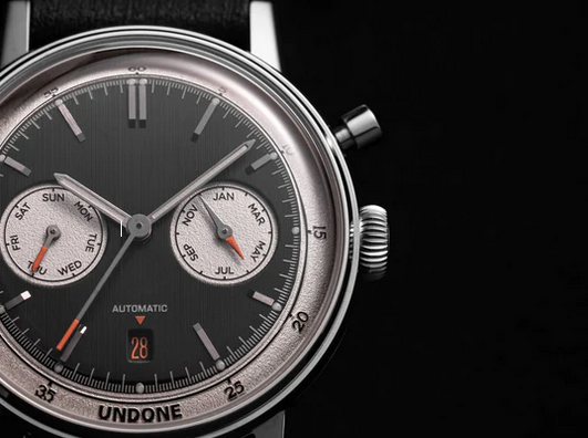 Men's silver Undone Watch with leather strap Urban Automatic Eclipse 40MM