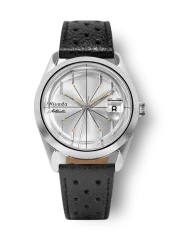 Relógio Nivada Grenchen bracelete de prata com pele para homem Antarctic Spider 32023A10 38MM Automatic