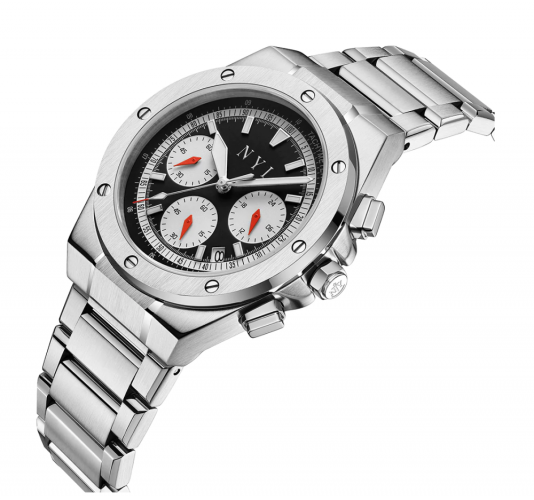 Herrenuhr aus Silber NYI Watches mit Stahlband Malcom - Silver 41MM